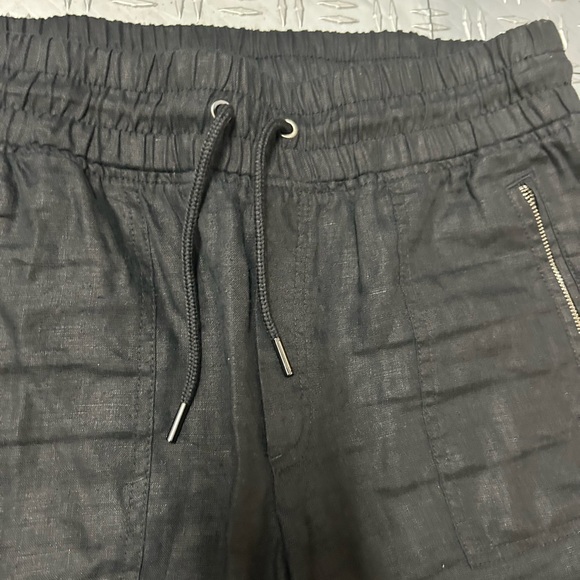 Athleta Cabo Linen Black Jogger Pants zippered pockets drawstring - Picture 5 of 11